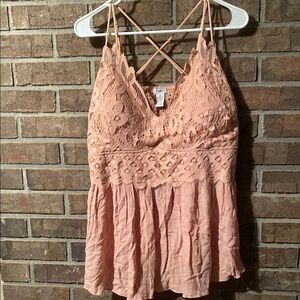 Lace Pink Tank Top